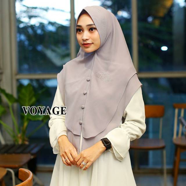 Khimar hijab jilbab syar'i voyage kancing depan