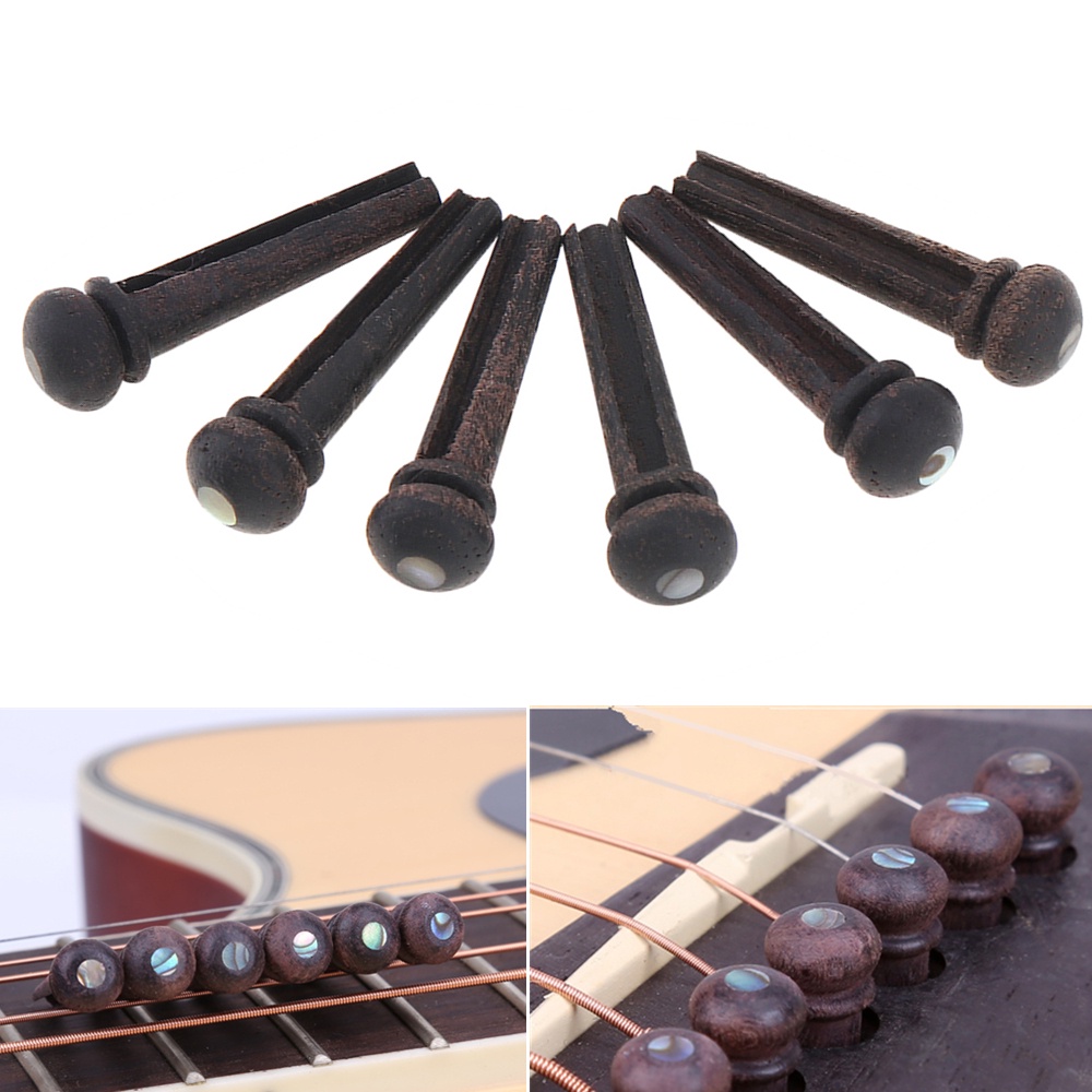 6pcs Pin Bridge Senar Gitar Akustik Bahan Kayu Rosewood