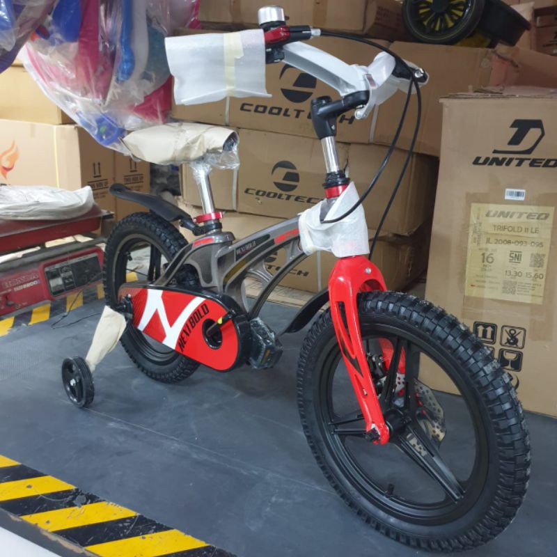 Sepeda Anak BMX United Nexi Bold 12 inch Roda Empat Velg Racing Rem Cakram Alloy