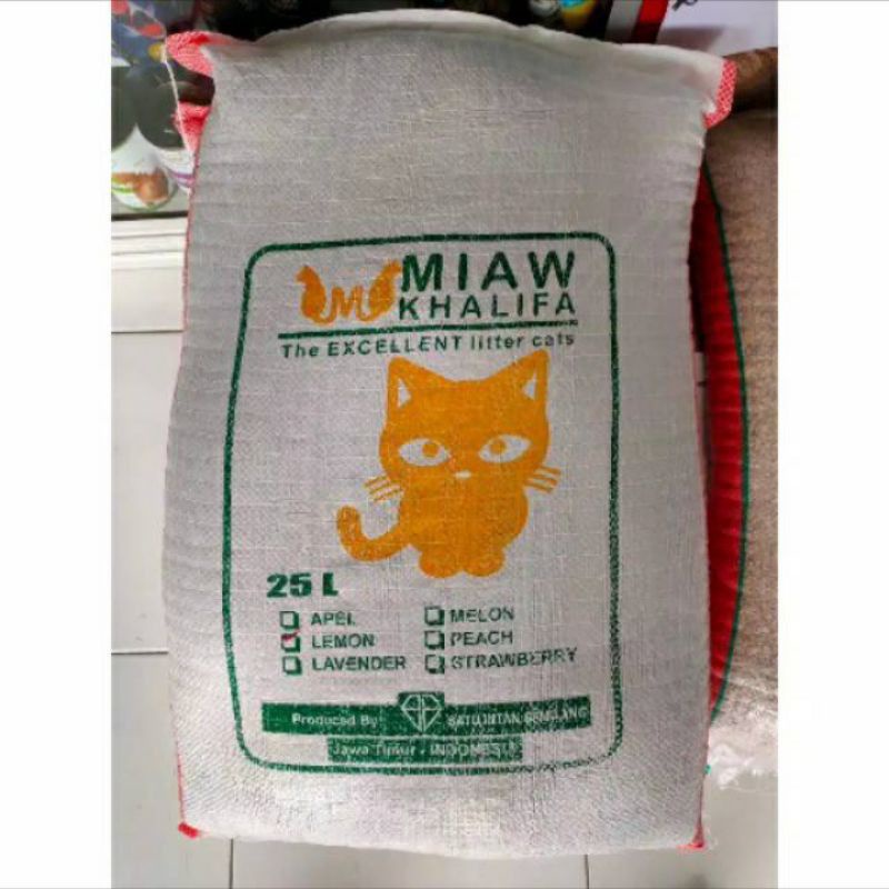 Pasir bentonite Cat Litter Pasir Kucing Gumpal Wangi Mr Cat, Miaw Khalifa, Memeow 25 Liter 1 Sak