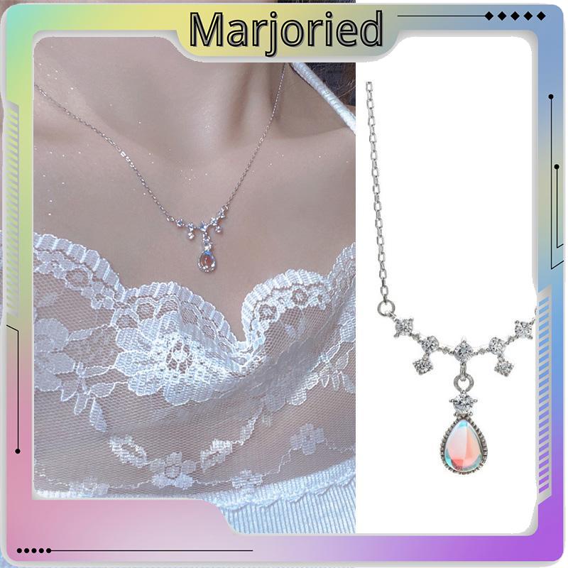 Kalung Fashion Wanita All-match Niche Design Light Luxury Moonstone Water Drop Necklace-MJD-MJD