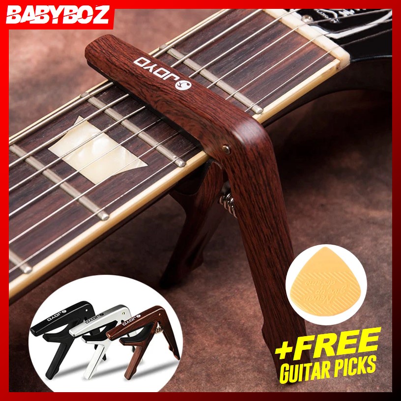 BABYBOZ - JOYO Capo Gitar Wood Design  Guitar ukulele motif kayu gratis pick guitar
