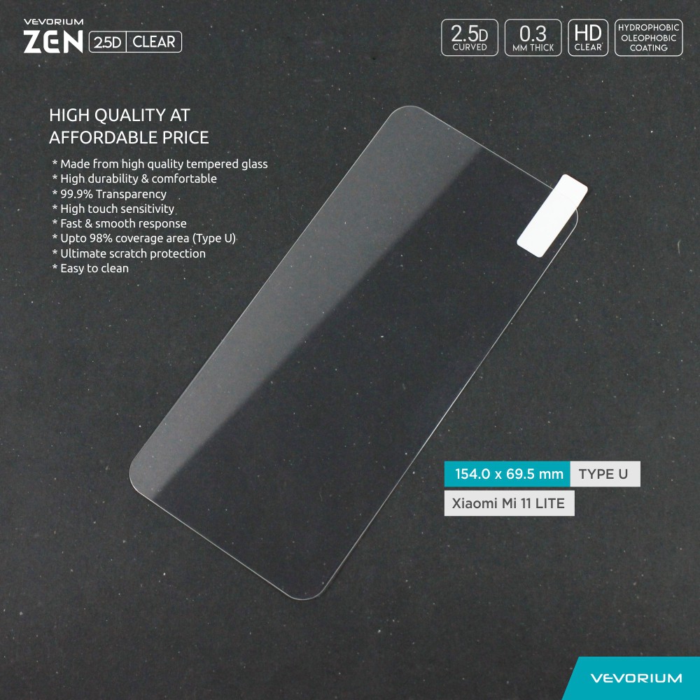 VEVORIUM ZEN 2.5D Clear Xiaomi Mi 11 LITE Mi11 Lite Tempered Glass