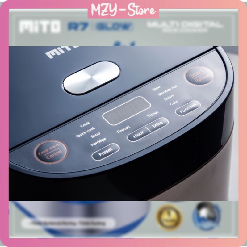 Mito R7 Less Sugar 8 in 1 Glow Multi Digital Rice Cooker 2 Liter 8 in 1 Menu Japan Quality - Original