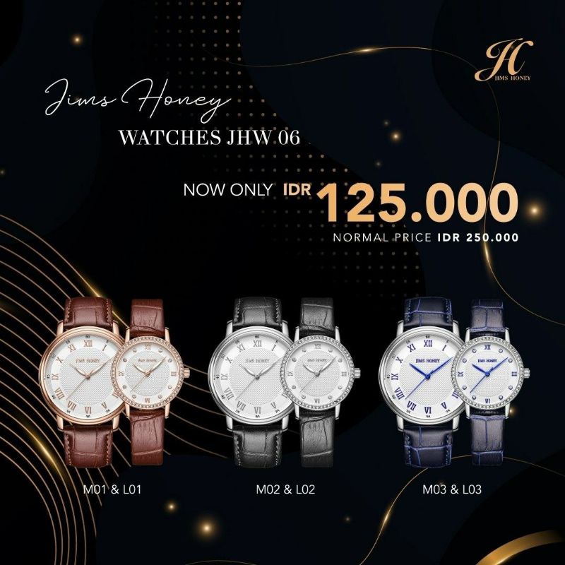 JHW 06 JAM TANGAN COUPLE BY JIMSHONEY/ JAM TANGAN ANALOG/ JAM TANGAN ANTI AIR/ JAM TANGAN KULIT/ JAM