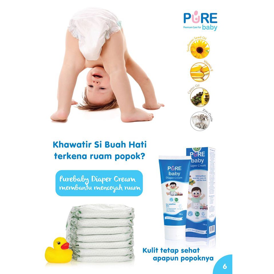 Pure Baby Diaper Cream 100 G/ Krim Pencegah Ruam Popok Bayi / Pure BB