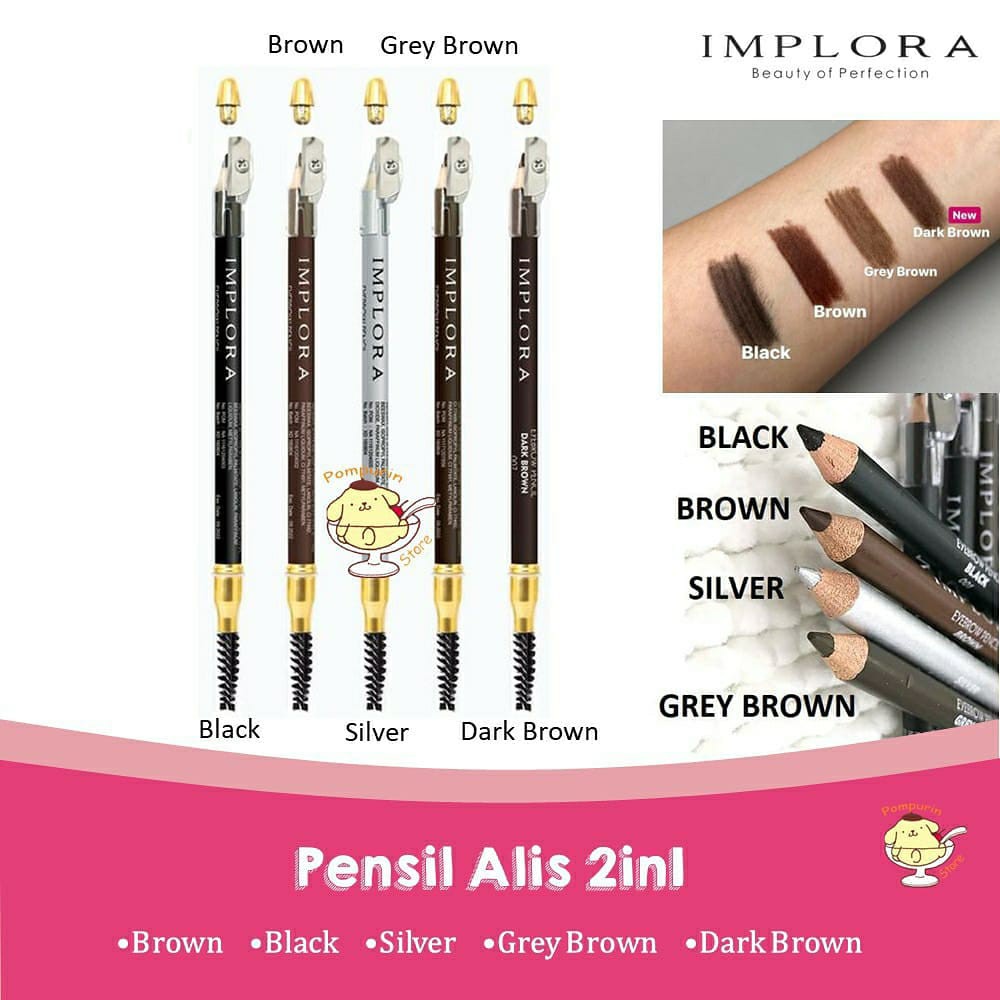 PENSIL ALIS IMPLORA - Implora Soft Eyebrow Pencil 2in 1 Original BPOM