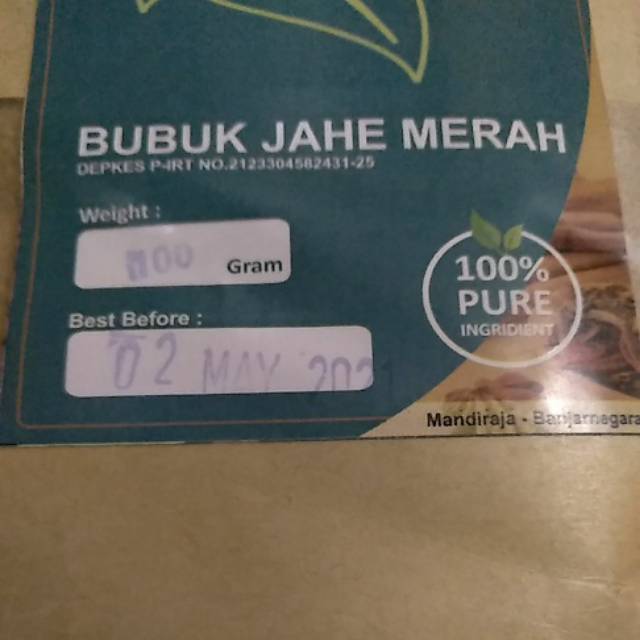 

Bubuk Jahe Merah Murni 100% Tanpa Campuran berizin Depkes