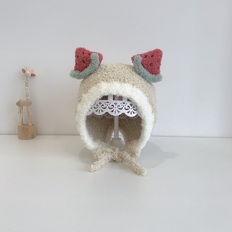 LID8017 - TOPI ANAK RAJUT RENDA POMPOM TOPI FASHION BABY HAT HANGAT