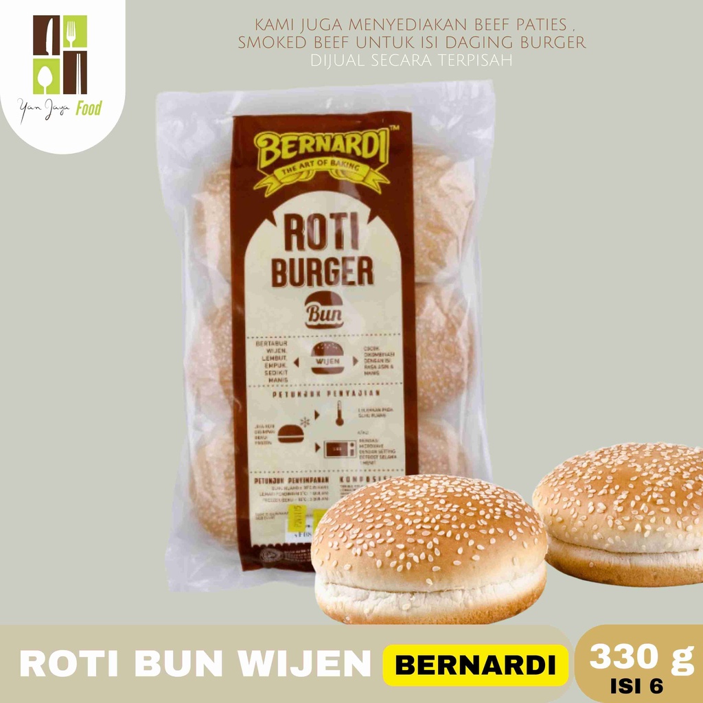 

Roti Bun Roti Burger Wijen Bernardi / Roti Burger Polos isi 6 [330g]/ Roti Hotdog isi 6