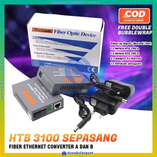 [BISA COD] Netlink HTB 3100 10-100 Mbps Sepasang AB fiber optic optik media converter