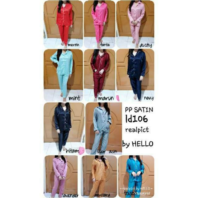 PIYAMA SATIN PP REALPICT/PAJAMAS PP LD104-106CM /RONDOM WARNA SALE