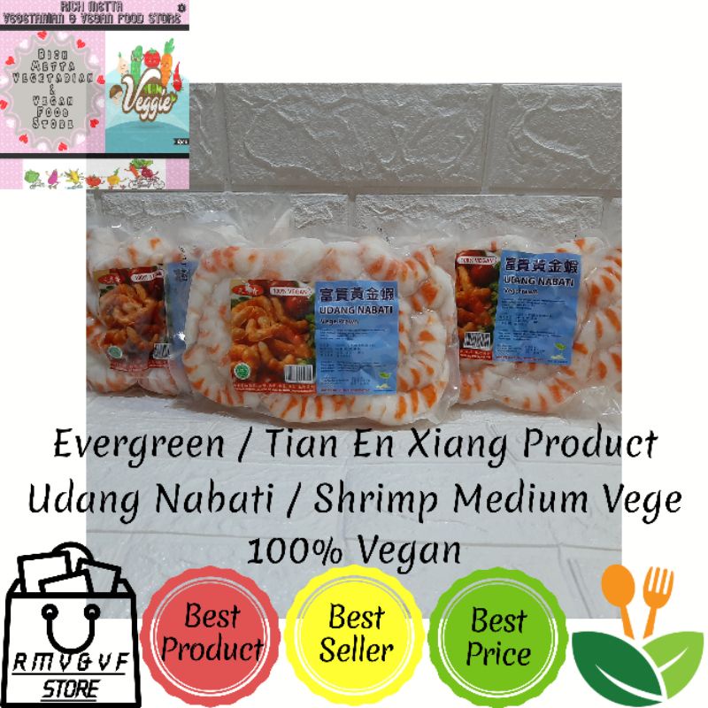 

Tian En Xiang / Evergreen - Big Shrimp / Udang Nabati / Vege Prawn Vegetarian Vegan 450gr