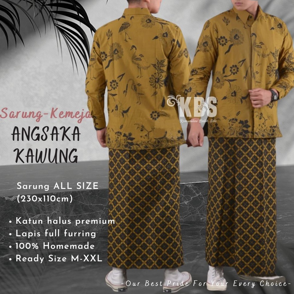 SET BATIK SOLO SARUNG KEMEJA LENGAN PANJANG FULL FURING EKSKLUSIF BAHAN KATUN GROUNDING SRAGENAN