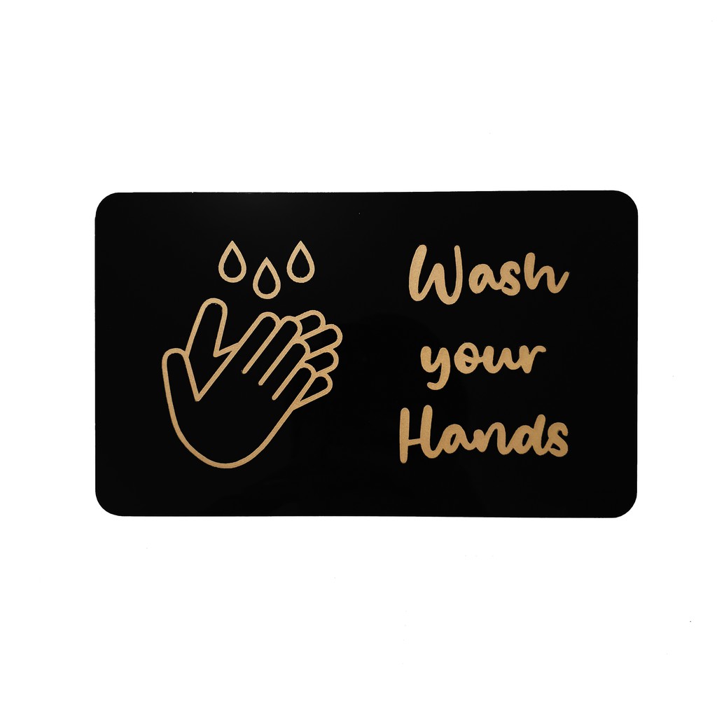 SIGNAGE TEMPEL - WASH YOUR HANDS AKRILIK GOLD - 20x12cm