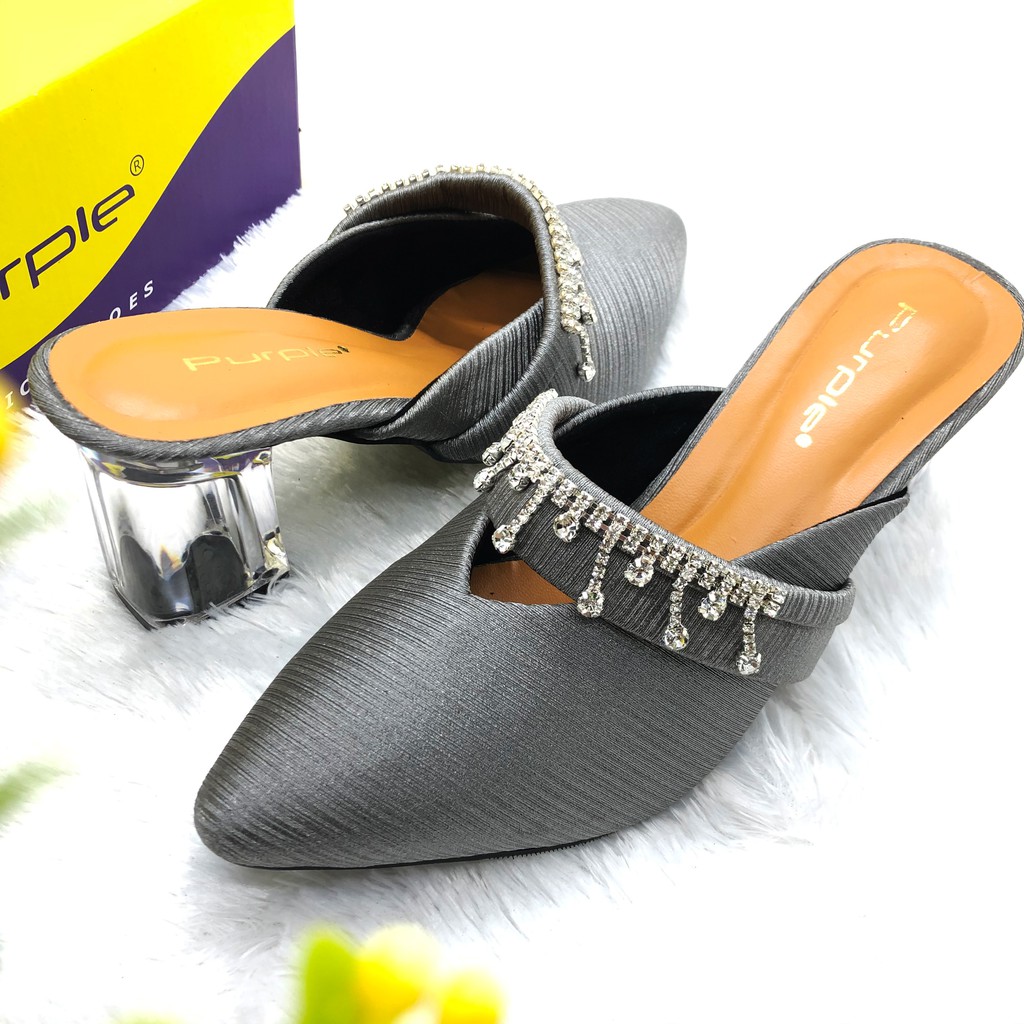 Sandal Wanita Hak Tahu Kaca Merk Purple