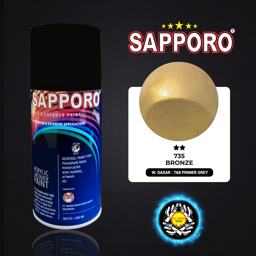 SAPPORO 735 BRONZE CAT SEMPROT 300 ML CAT MOTOR AEROSOL PYLOX PILOKS PILOX PILOK DITON PREMIUM SAPOR