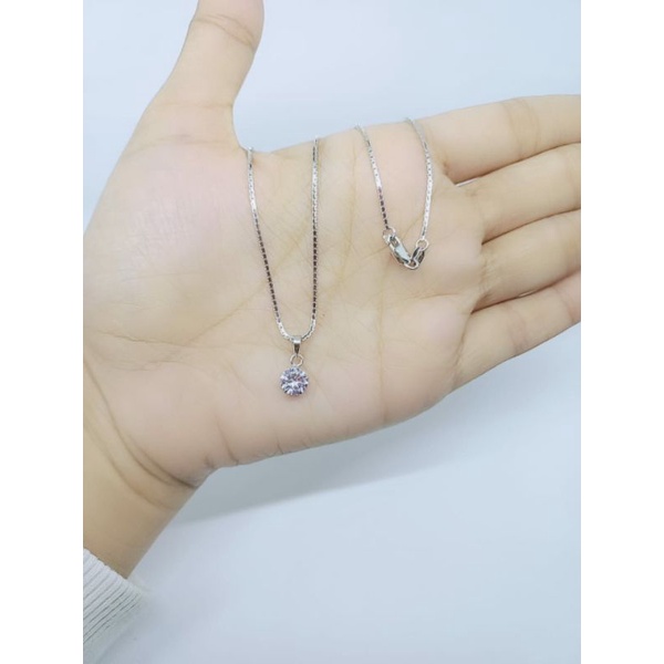 kalung itali santa + liontin solitaire mp / kalung perak asli silver 925 lapis emas/ kalung fashion