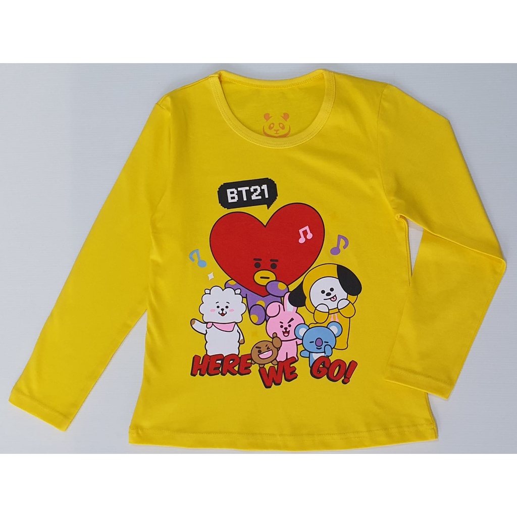 RKA - KLGCe Kaos Lengan Panjang Anak Karakter BT Ramai - Ramai Kuning