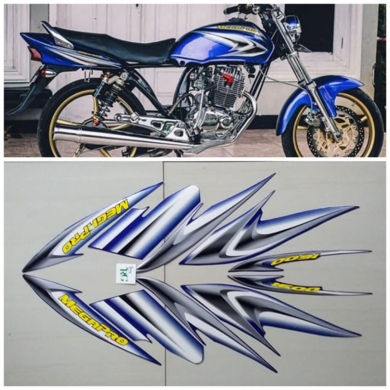 STICKER STRIPING LIS BODY HONDA MEGAPRO MEGA PRO HIU MP HIU 2004 2005 BIRU