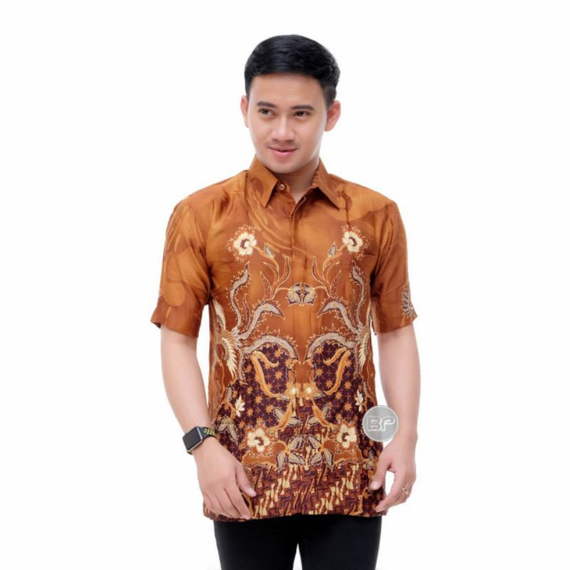 Pakaian Pria Batik Hem SUTRA Kreep LAPIS FURING ISTIMEWA dan Peding/Busa di Bahu