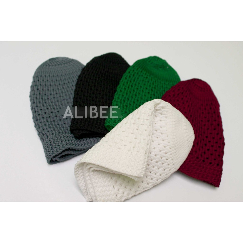 GF Medan - PECI RAJUT DEWASA POLOS - Kopiah Lobe Songkok Kopia Nanas Sholat Haji Murah Medan