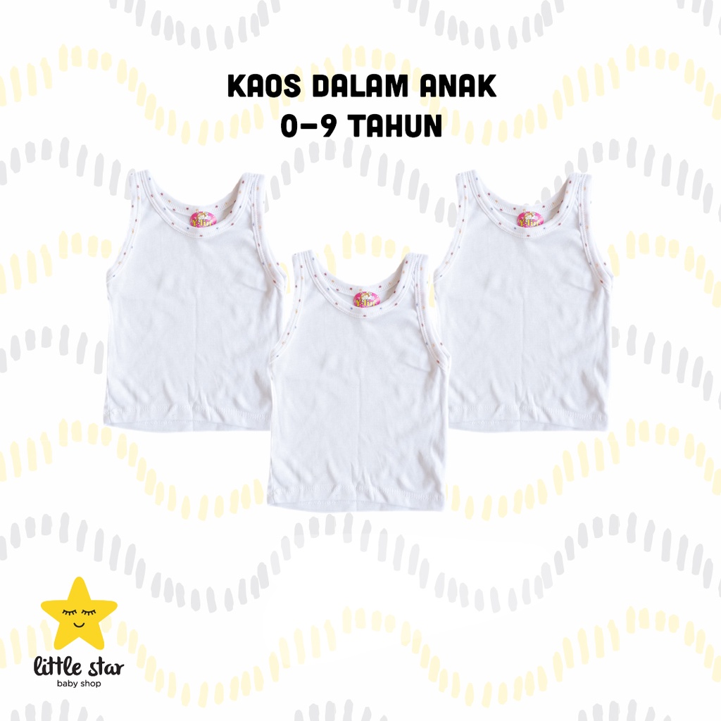 ISI 3 PCS - Y Lin Singlet Anak | Kaos Dalam Kutungan Bayi Cewek Cowok Newborn