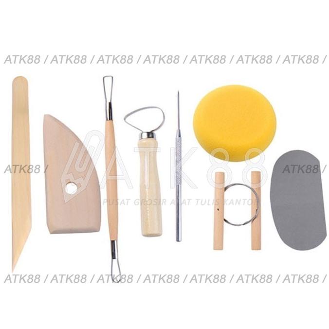 

PROMO V-tec Alat Clay Tool Set + Spon E005-8B (isi 8pcs)