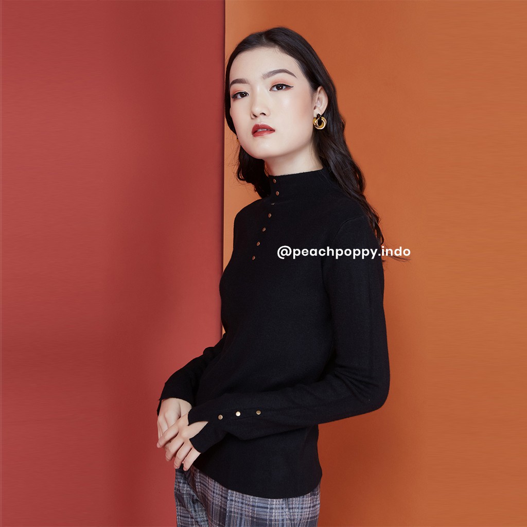 Peach Poppy Nicole Top - Atasan Wanita Kaos Turtleneck Lengan Panjang