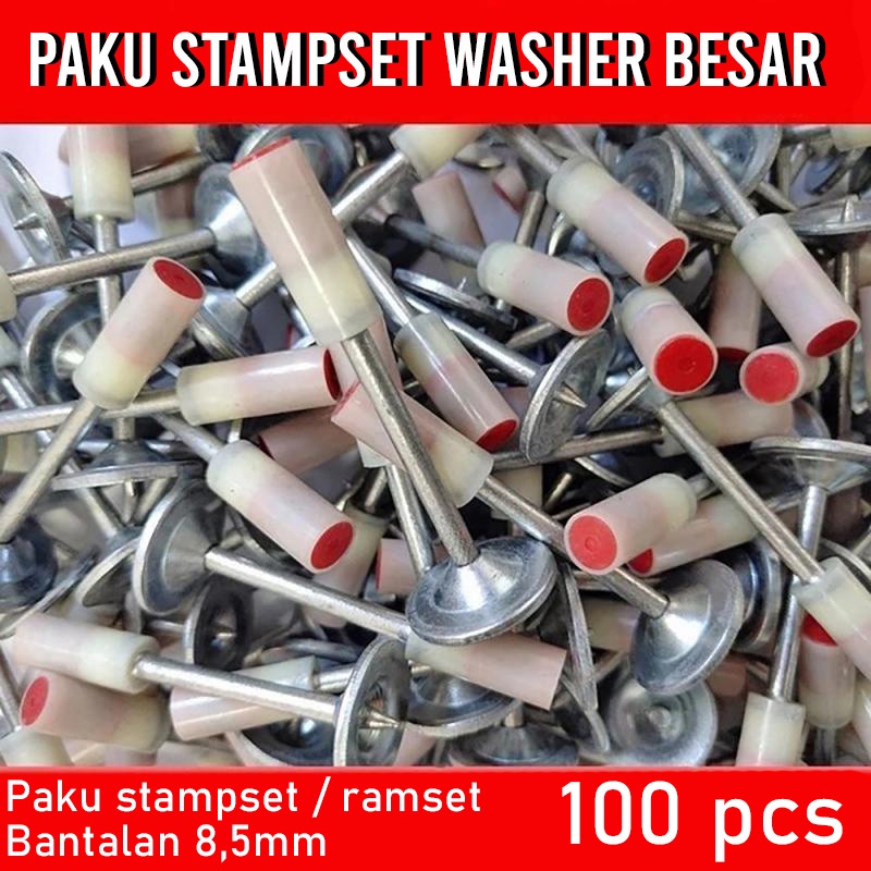 Paku Beton Stampset Paku Washer Besar Ring 100 pcs Paku REFIL RAMSET BOSET