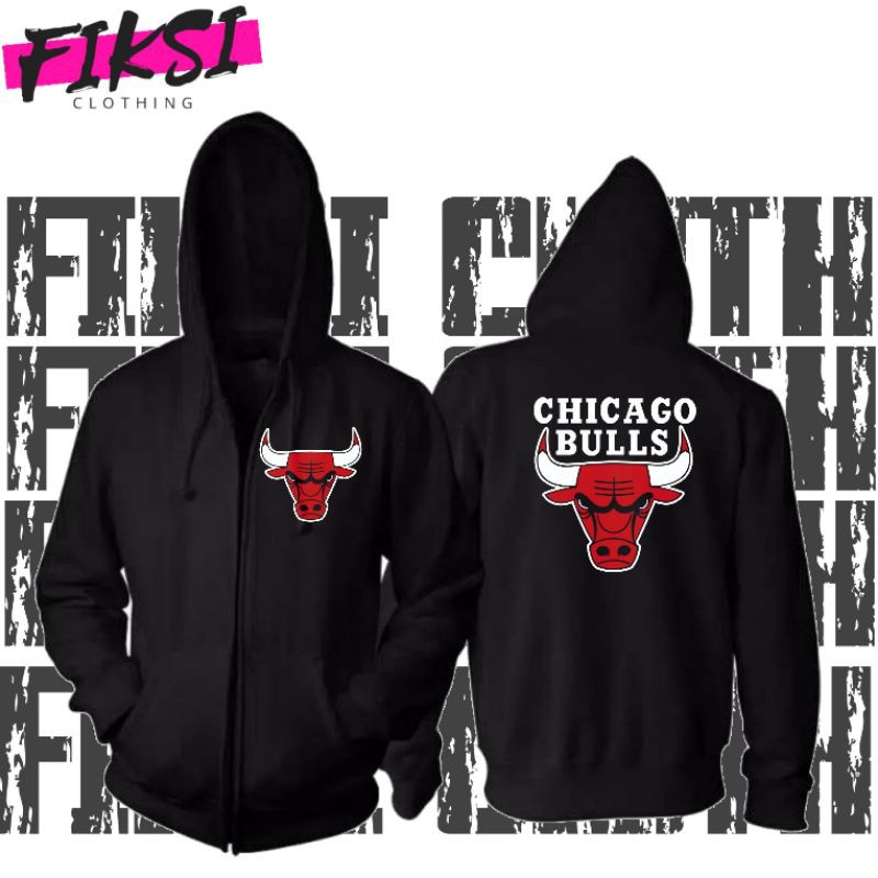 Jaket Sweater Zipper Team Basket Chicago Bulls Logo - Fiksi Clothing