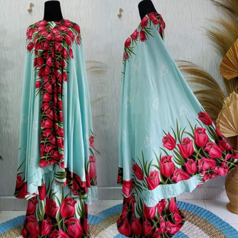 mukena Bali jumbo motif bunga tulip
