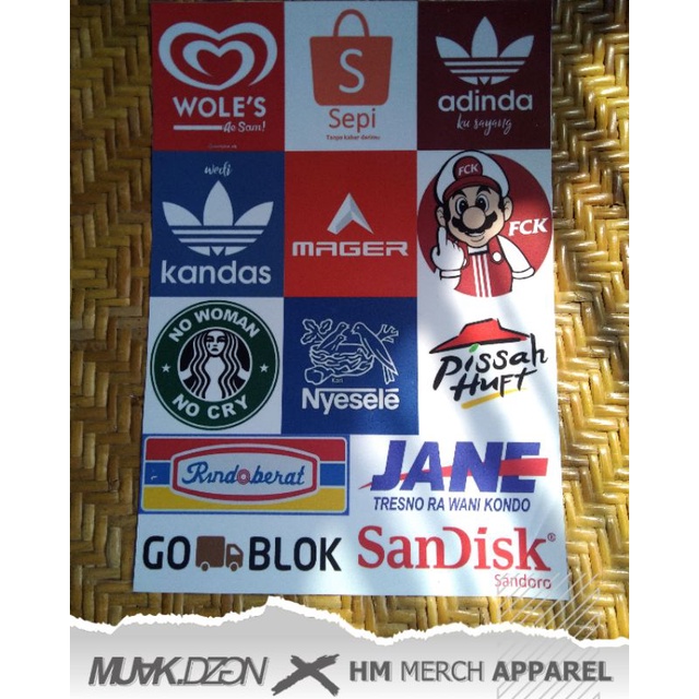 Stiker Plesetan Brand Ternama Parodi Logo Terkenal
