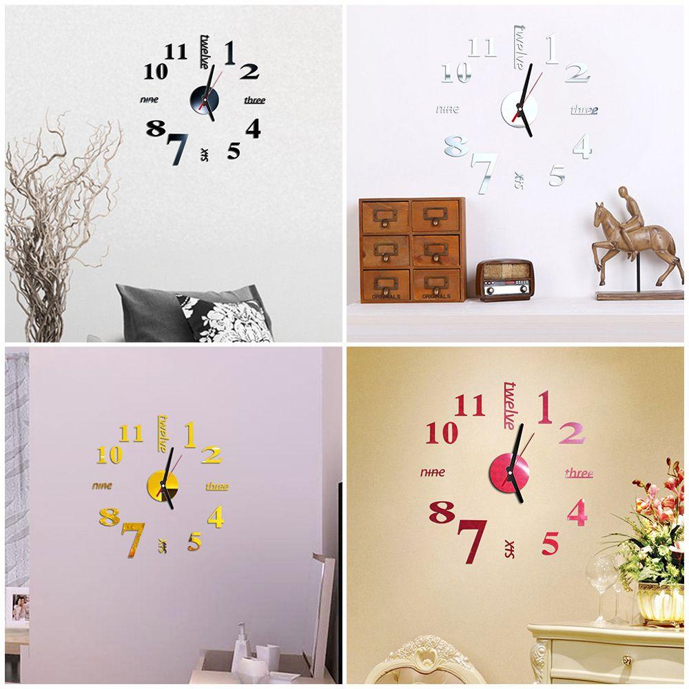 Populer Jam Dinding DIY 3D Gaya Modern Akrilik Aksesoris Dekorasi Rumah Quartz Senyap