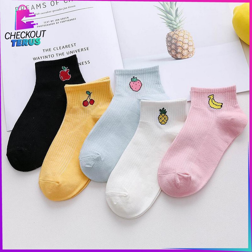 CT P55-P58 Kaos Kaki Pendek Dewasa Kaos Kaki Semata Kaki Polos Lucu Kaos Kaki Ankle Wanita Motif Lucu Kaos Kaki Pendek