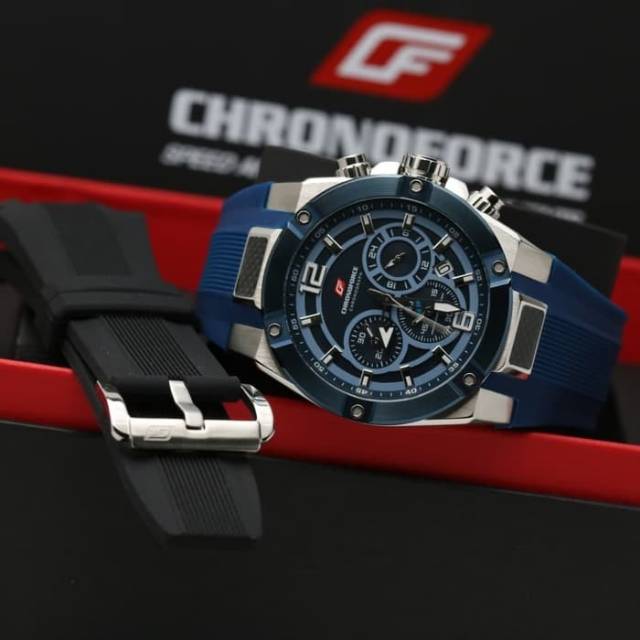 Jam Tangan Pria Original CHRONOFORCE CF 5231 G SILVER BLUE GARANSI RESMI 1TAHUN