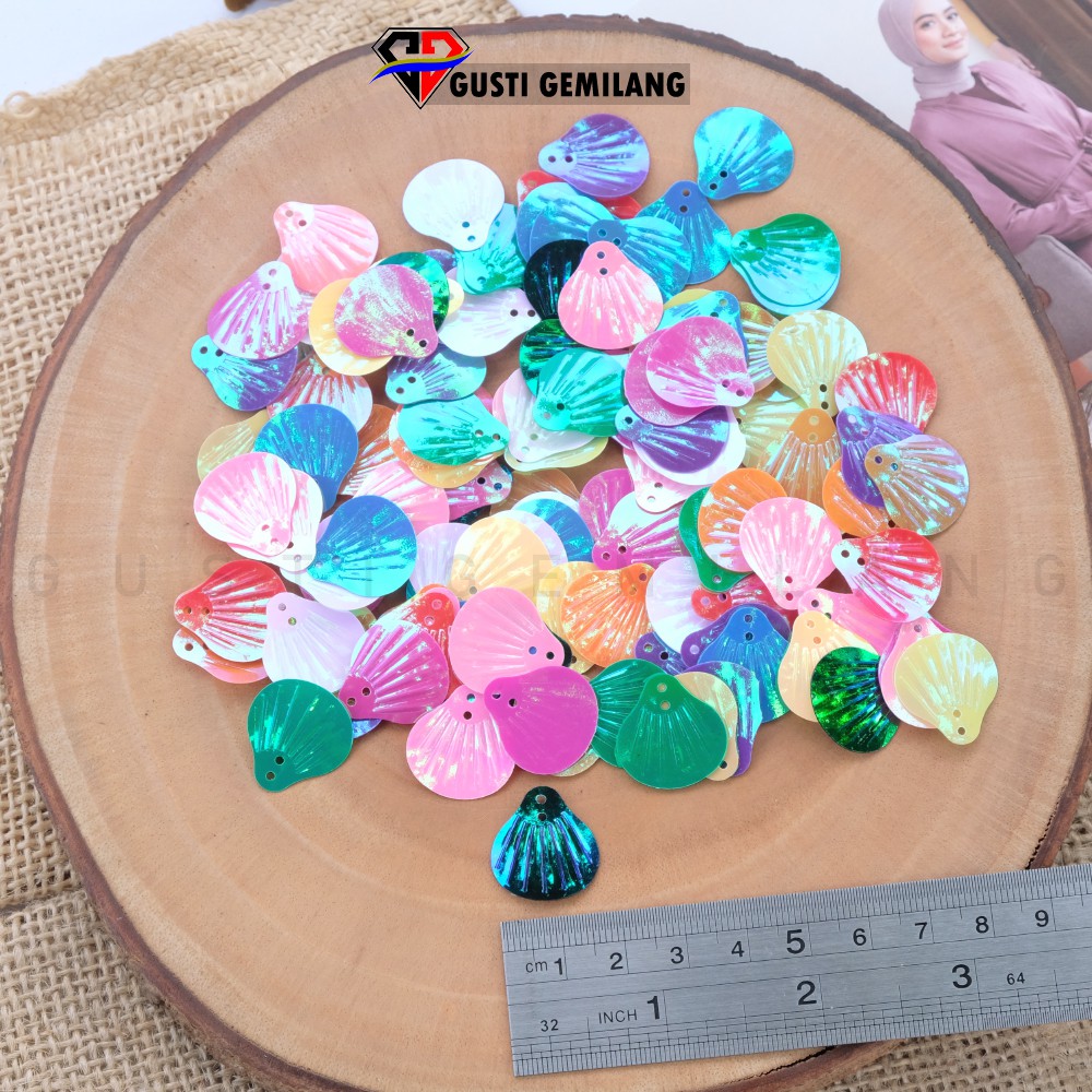 Isi 12pcs Bahan Anting Kerang Plastik Warna Warni Glossy