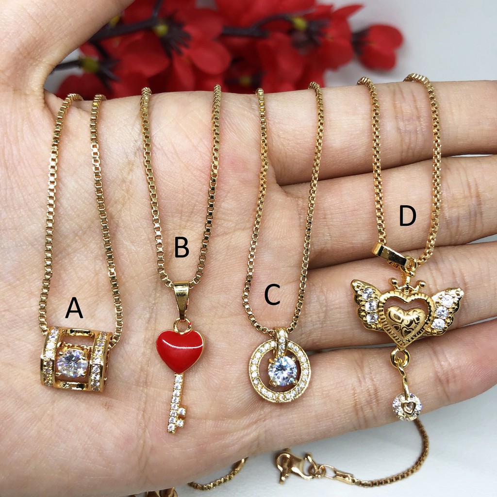 Kalung Xuping Liontin Batu Solitaire Bulat Love Hati - BN194