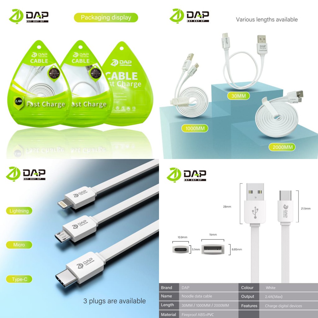 Kabel Data Type-C Kabel Charger Type C DAP ORIGINAL DT200 Kabel Casan 200cm 2.1A REAL