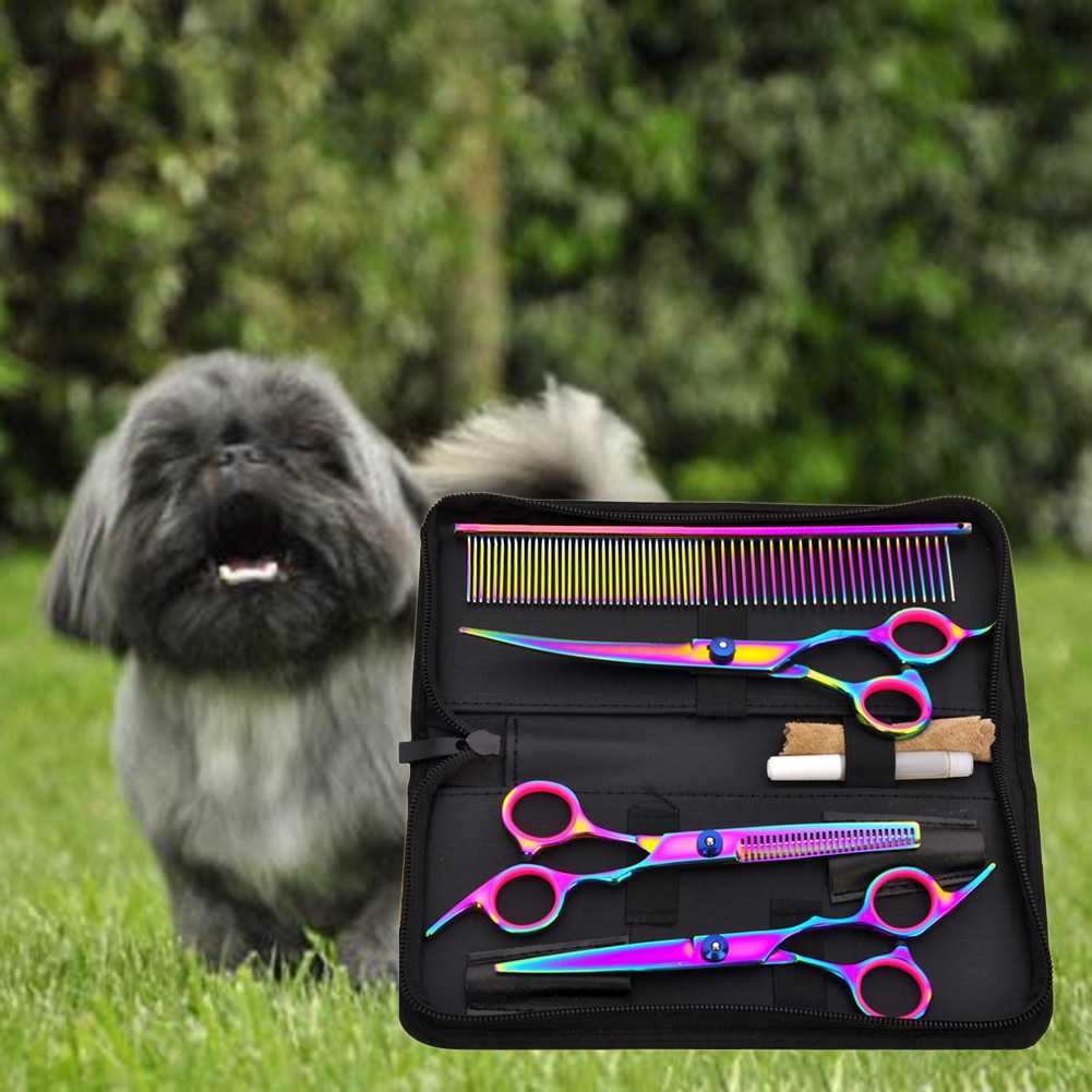 Set Gunting Grooming Bulu Hewan Peliharaan / Gunting Cukur Bulu Hewan Perawatan Bulu Peliharaan Kucing Anjing Kelinci Hair Cutter Dog Cat Import / Alat Potong Bulu Hewan Lengkap Sisir Sasak Barber Stainless Steel Tajam Tahan Karat / Perlengkapan Grooming