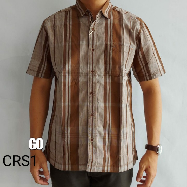 gof CRS CARDINAL KEMEJA REGULAR Hem Pria Pendek Baju Cowok Pakaian Pria