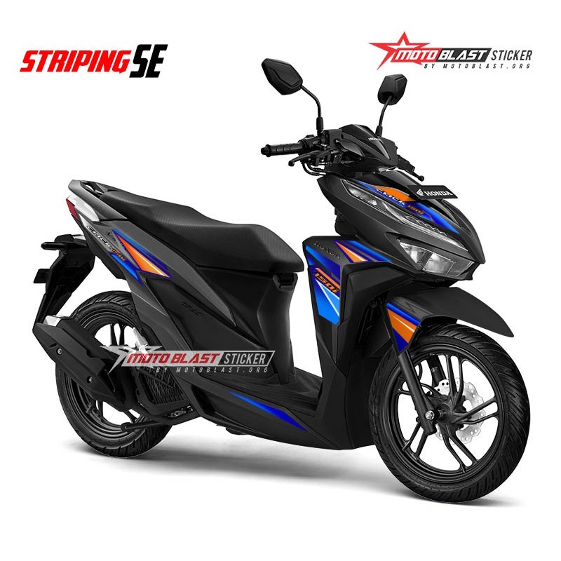Stiker Motor Honda Vario 125-150 tahun2018-2021 Black Techno Blue Motoblast - Striping SE