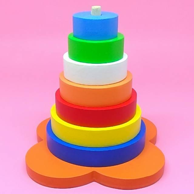 Menara Bulat - Jual Murah Grosir Mainan Edukasi Edukatif Anak Bayi Kayu