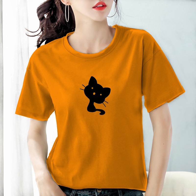Kaos Wanita Cotton combed 30s Kucing / Baju wanita cotton combed 30s / Kaos polos wanita Bee088