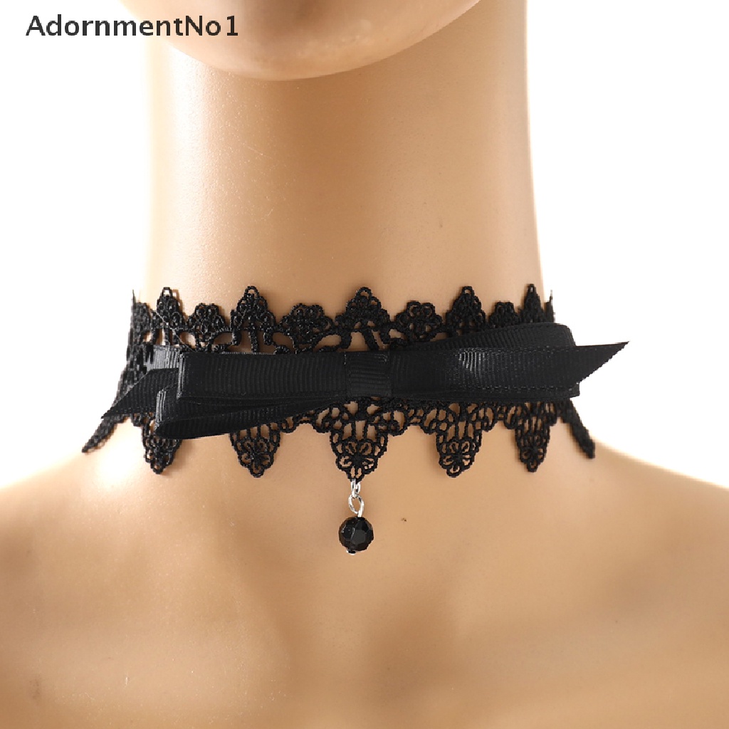 (AdornmentNo1) Kalung Choker Lace Gaya Korea / Harajuku Aksen Simpul Pita Untuk Perhiasan Wanita