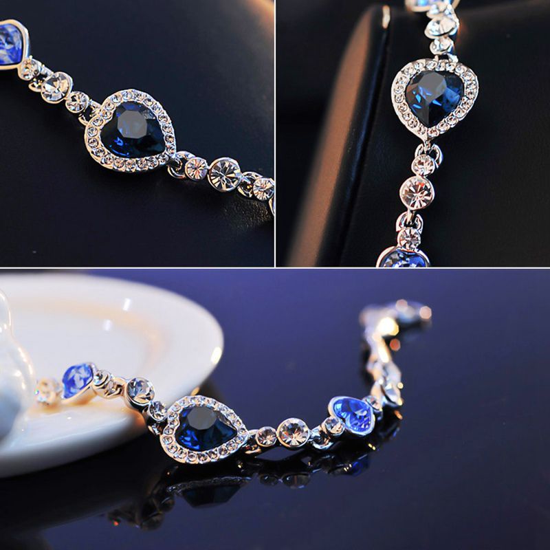 Gelang Tangan Import Titanium Kristal Biru