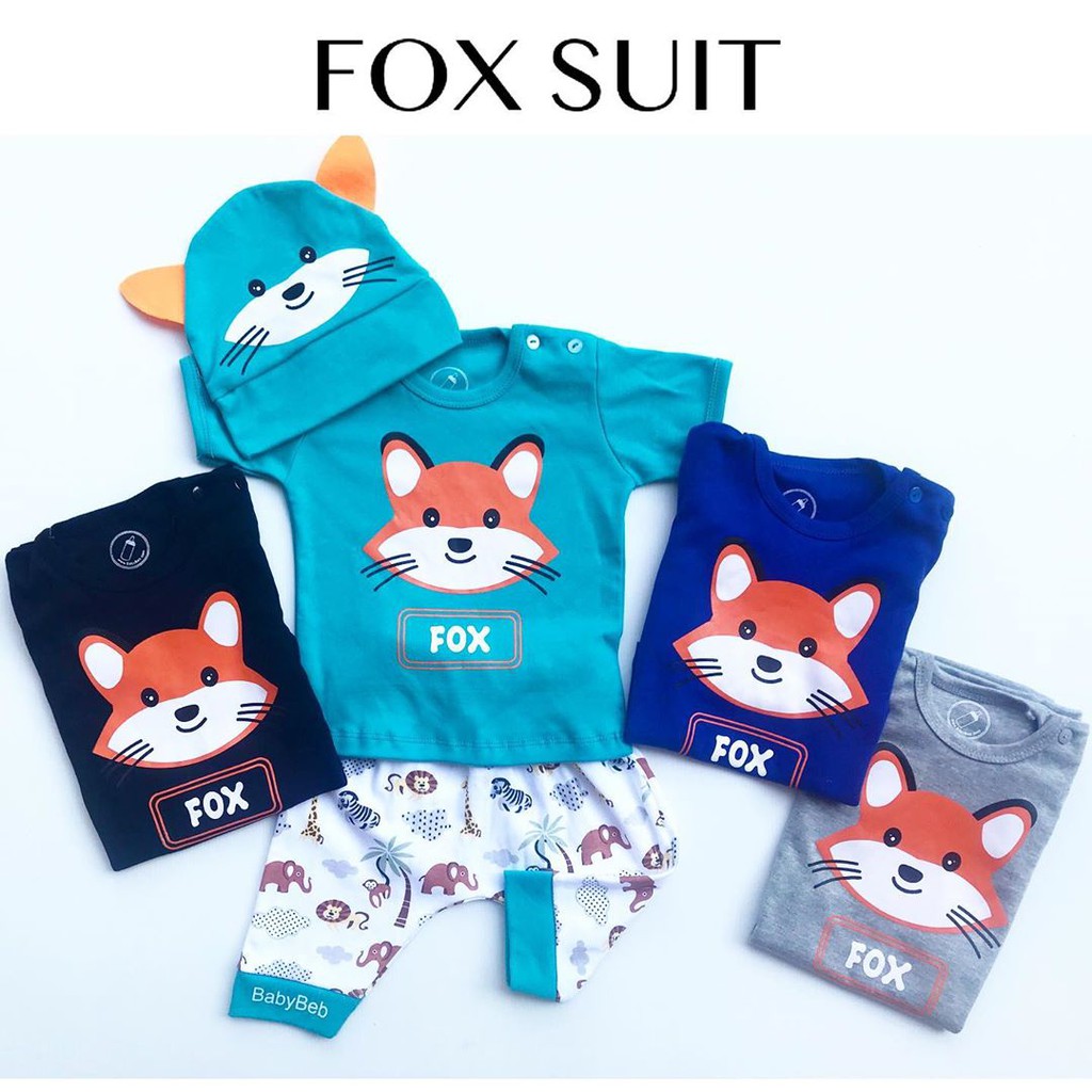 BERSERTIFIKASI SNI Babybeb Fox / Dino World / Dave / Red Spider / Baju setelan kaos celana pergi jalan lucu fashion anak bayi cowok laki murah REALPIC TERLARIS