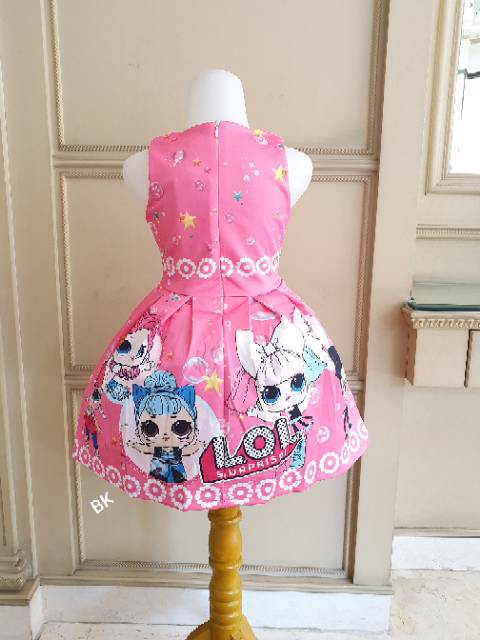 DRESS LOL LED NYALA LAMPU ANAK IMPORT PINK LUCU / GAUN PESTA ULANG TAHUN ANAK