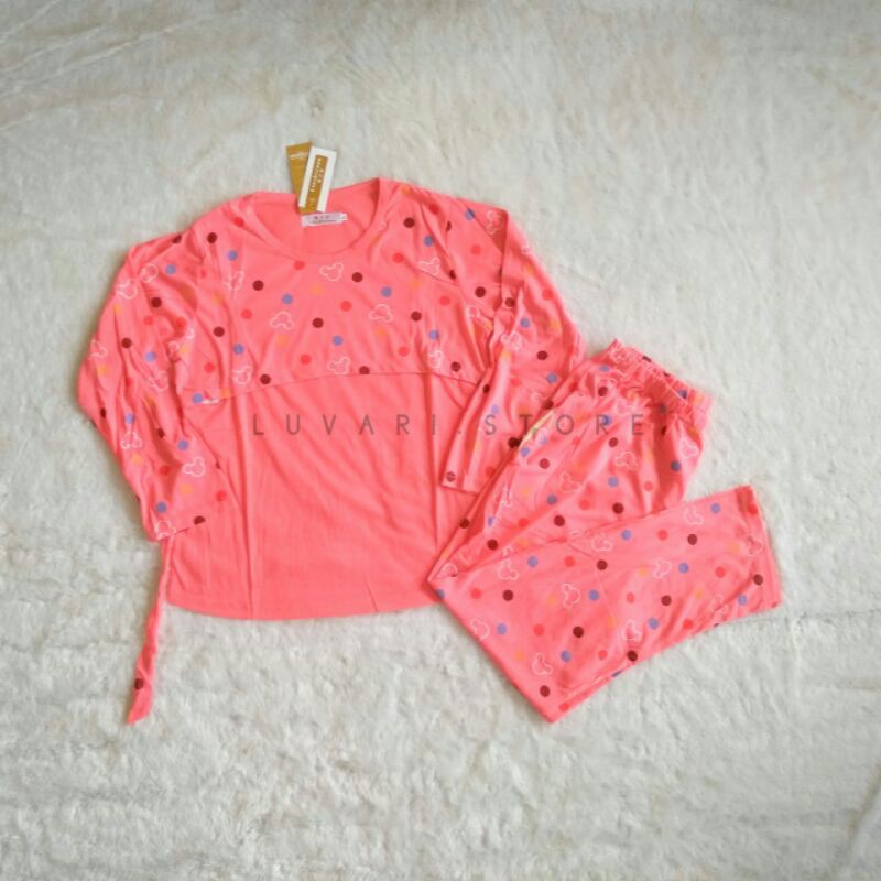 Setelan Baju Tidur Wanita Ibu Menyusui Katun Termurah