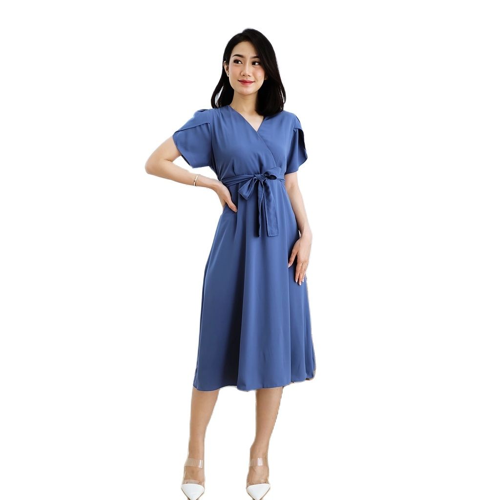ZASKIYA - Lolina Dress Casual Terusan Premium Crepe  Polos Wanita Korean Style